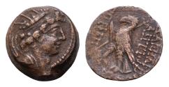 Ancient Coins - SELEUKID KINGS of SYRIA. Antiochos VIII Epiphanes (Grypos). 121/0-97/6 BC. Æ 18mm, 6,2 g,  Antioch mint. Radiate and diademed head right / Eagle