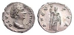 Ancient Coins - Diva Faustina. Denarius after 141, AR 18 mm, 3.18 g. DIVA FAV – STINA Draped bust r. Rev. AVGV – STA Ceres, diademed and veiled, standing l., holding corn-ears and torch