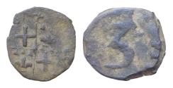 World Coins - Knights of St. John of Malta (Hospitalers). Alois de Wignacourt, 1601-1622 AD. Æ 14mm 1,5g  3 Piccioli. 3 with legend around / Arms.