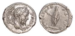 Ancient Coins - Septimius Severus. AD 193-211. AR Denarius 19mm, 3.36g, Rome mint. Struck under Septimius Severus and Caracalla AD 201  FVNDAT OR PACIS Septimius Severus, vailed