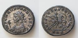 Ancient Coins - Probus AD 276-282. Serdica Antoninianus Æ silvered 23mm., 4,08g. Probus galloping right, spearing enemy whose shield lies beneath the horse.