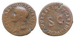 Ancient Coins - Tiberius. AD 14-37. Æ As (26.5mm, 9.4 g). Restitution issue. Rome mint. Struck under Titus, AD 80-81. Bare head of Tiberius left / Legend around large S • C