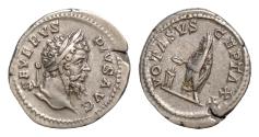 Ancient Coins - Septimius Severus, AD 193-211. AR, Denarius. 4g. 19.30 mm. Rome. Obv: SEVERVS PIVS AVG. Head of Septimius Severus, laureate, right. VOTA SVSCEPTA XX. Septimius Severus, veiled,