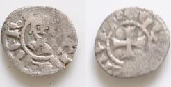 World Coins - ARMENIA. Levon V (1373-1375). BI Obol. Crowned facing bust. Cross. Condition: Very fine. Weight: 0.41 g. Diameter: 13mm.