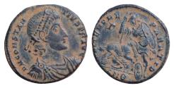 Ancient Coins - Constantius II. (350-355 AD) Antioch. AE Maiorina (22mm 6,1g)  FEL TEMP REPARATIO, soldier spearing fallen horseman;