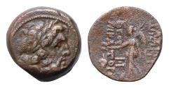 Ancient Coins - Seleukid Kingdom. Demetrios II Nikator. Second reign, 129-125 B.C. Æ 16mm, 5.4 g,  Antioch on the Orontes, 129/8 B.C. Laureate head of Zeus right Nike advancing left