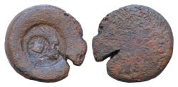 Ancient Coins - Sicily, Akragas. Punic occupation. Ca. 405-392 B.C.  Two Countermark , crab on  Herakles  Æ27mm 17,3g hemilitron Extremely rare !(27 mm, 17,3g). Uncertain undertype.