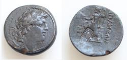 Ancient Coins - Seleukid Kingdom, Syria, Seleukis and Pieria. Apameia. Quasi-municipal issue under Alexander I, Balas, of the Seleukid kingdom. 150-145 B.C. AE 21mm, 7.2g, ).head of Alexander