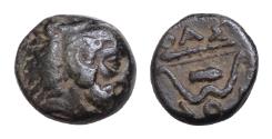 Ancient Coins - Islands off Thrace, Thasos. Circa 168/7-90/80 B.C. AE 11mm 1,6g,  Head of bearded Herakles right / θAΣIΩN, bow. VF.