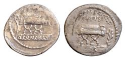 Ancient Coins - Q. Pompeius Rufus 54 BC. Rome Denarius AR 19mm, 3,75g Q POMPEI Q F / RVFVS, curule chair on a platform, with COS above; to the left, an arrow; to the right, a laurel branch / SVLLA