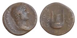 Ancient Coins - Hadrianus (117-138) - AE  18mm 4,56g Quadrans (Rome c. 125-128, ) - HADRIANVS AVGVSTVS Laureate and draped bust ight / COS III Lyre (RIC 688) - good VF