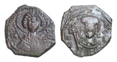 Ancient Coins - Manuel I. AD 1143-1181. AE Half Tetarteron. (14mm. 1,2g.). Thessalonica. bust facing of St. George,