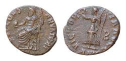 Ancient Coins - Time of Maximinus II Daza Æ 14mm 1,1g Antioch, AD 310-313. 'Persecution' issue. IOVI CONSERVATORI, Jupiter seated left, holding globe and sceptre / VICTORIA AVGG, Victory