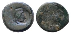 Ancient Coins - Sicily. Akragas circa 405-392 BC. Hemilitron Æ 27mm., 19g. Countermark with head of Herakles right,