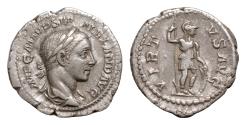 Ancient Coins - Severus Alexander AR 20mm 3,3g Denarius. Rome, AD 222-228. IMP C M AVR SEV ALEXAND AVG, laureate draped bust right / VIRTVS AVG, Virtus standing right, holding reversed spear