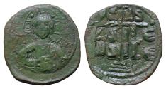 Ancient Coins - Anonymous (attributed to Romanus III). Ca. 1028-1034. Æ "Class B" anonymous follis  28-32mm, 10g Nice Green patina Constantinople mint. +EMMANOVHL, IC-XC, bust of Christ facing