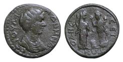 Ancient Coins - MOESIA INFERIOR, Odessus. Julia Domna. Augusta, AD 193-217. Æ (23mm, 7g, ). Draped bust right / Demeter, holding torch and grain ears, and Persephone,
