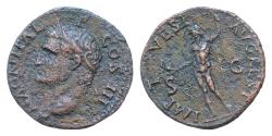 Ancient Coins - Agrippa, Issue by Titus, 80 - 81 AD AE As, Rome Mint, (25mm, 10.0 g)  M AGRIPPA L F COS III, head of Agrippa left wearing rostral crown IMP T VESP AVG REST, Neptune holding dolphin