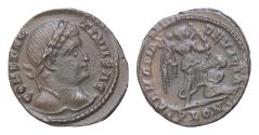 Ancient Coins - Constantine I 'the Great' Silvered AE18,5mm 2,7g  London, AD 324. CONSTANTINVS AVG, laureate head to right / SARMATIA DEVICTA, Victory advancing to right, holding trophy