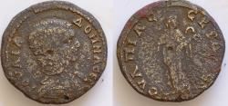 Ancient Coins - THRACE, Serdica. Julia Domna. Augusta, AD 193-217. Æ 28mm (13,4g). Draped bust right / Hygeia standing right, feeding serpent held in arms. VF,