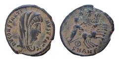 Ancient Coins - Divus Constantine I died 337 Follis 15mm 1.8g Quadriga Manus DEI Antioch . Good very Fine