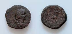 Ancient Coins - Sicily, Iaitos, c. 2nd century BC. Æ (22mm, 8.60g, 1h). Draped bust of Artemis r., with quiver over shoulder. R/ Artemis standing l., holding long torch set on ground.