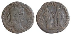 Ancient Coins - THRACE, Serdica. Caracalla. AD 198-217. Æ (31mm, 15.64 g, 1h). Laureate and cuirassed bust right / Hygieia and Asklepios standing facing one another