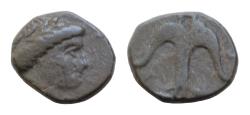 Ancient Coins - Thrace, Apollonia Pontika Æ12mm 2g Dichalkon. Circa 405-330 BC. Laureate head of Apollo to right / , upright anchor, A to left