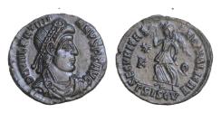 Ancient Coins - Valentinian I, AE Follis  (17 mm, 1,85 g.). Siscia, 367-375 AD. D N VALENTINI-ANVS P F AVG Pearl- diademed, draped and cuirassed bust Victory advancing left, holding wreath