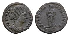 Ancient Coins - Fausta (wife of Constantine I) Æ 17mm 2,6g. Antioch AD 325-326. FLAV MAX FAVSTA AVG, mantled bust to right / SPES REIPVBLICAE, Salus standing facing,