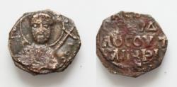 World Coins - Crusaders, Antioch. Tancred (Regent, 1101-03, 1104-12). Æ Follis (23mm, 4.3g, ). Nimbate facing bust of St. Peter, holding cruciform sceptre. R/ Legend in four lines