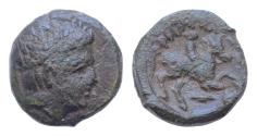Ancient Coins - KINGS OF MACEDON. Philipp II (359-336). AE18mm 6,4g.Diademed head of Apollo right. Naked youth on horse right; below, spear head.