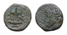 Ancient Coins - THRACE. Apollonia Pontika. AE 10mm 1,2g (Circa 410-323 BC).  Laureate head of Apollo left.  Anchor; A to left, crayfish to right.