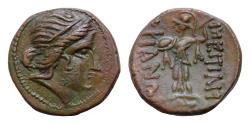 Ancient Coins - Thrace, Mesembria. AE 18,5mm 6,5g.  2nd cent. BC,  SNG BM-284. Obv: Diademed female head r.  Athena Promachos advancing l. holding spear and shield