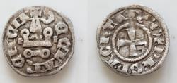 World Coins - Frankish Greece, Achaia. Philip of Tarento. 1294-1313. AR denier (18,5mm, .7g, ). Denier Tournoise. Lepanto mint, Struck 1307-1313. cross potent within dotted inner border