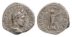 Ancient Coins - Elagabal AD 218-222. Struck AD 219. Rome Denarius AR 19 mm, 3,4 g IMP CAES M AVR ANTONINVS AVG, laureate and draped bust right / VICTOR ANTONINI AVG, Victory