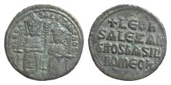 Ancient Coins - Leo VI the Wise, with Alexander. 886-912. Æ Follis (25mm, 7g). Constantinople mint. Crowned figures of Leo and Alexander