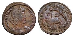 Ancient Coins - Constantius II Silvered Æ24mm 4,8g  Maiorina. Constantinople, AD 348-351. D N CONSTANTIVS P F AVG, pearl-diademed, draped and cuirassed bust right / FEL TEMP REPARATIO,