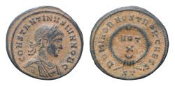Ancient Coins - Constantine II, as Caesar, 316-337. Follis 19mm, 3g  Ticinum,  after 322.