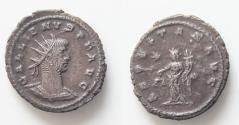 Ancient Coins - Gallienus AR Antoninianus. Antioch, AD 263. GALLIENVS AVG AEQVITAS AVG, Aequitas standing to left, holding scales and cornucopiae, star in left field.