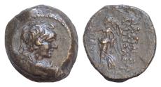 Ancient Coins - Seleukid Kings, Antiochos IX (114/3-95 BC). Æ (18mm, 6g, ). Uncertain mint, probably in Phoenicia. Winged bust of Eros r. R/ Nike advancing l., holding wreath.
