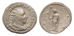 Ancient Coins - Trajan Decius (249-251) AR Antoninianus (Silver, 2,83g, 22mm) Rome IMP TRAIANVS DECIVS AVG,   DACIA, Dacia standing to left, holding staff surmounted with head of ass.