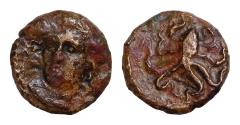 Ancient Coins - SICILY. Syracuse. Dionysios I (405-367). AE13,5mm 2g. Three-quarter facing head of Nymph facing slightly left.Octopus.