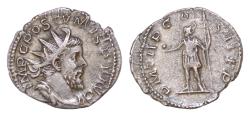 Ancient Coins - Postumus. Romano-Gallic Emperor, A.D. 260-269. BI antoninianus (22,5 mm, 3g,). Treveri, A.D. 261. IMP C POSTVMVS P F AVG, radiate, draped, and cuirassed bust of Postumus
