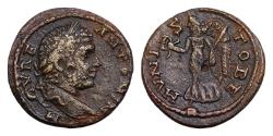 Ancient Coins - Caracalla, 198 - 217 AD AE 2 Assaria, Macedonia, Stobi Mint, 24mm, 6.6 grams MVNICIP STOBE, Nike advancing left holding wreath and palm, wheel at feet.