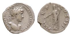 Ancient Coins - Hadrianus 117-138 AR17,5mm Denarius 119-120 Rome 3,3g IMP CAESAR TRAIAN HADRIANVS AVG laureated bust with draped shoulder PM TRP COS III Pax stands with long scepter and branch