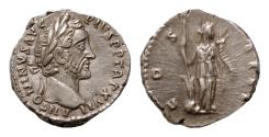 Ancient Coins - Antoninus Pius AD 138-161. Rome Denarius AR 18 mm, 3,64 g ANTONINVS AVG PIVS P P TR P XVIII, laureate head right / COS IIII, Fortuna
