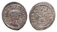 Ancient Coins - CARUS, 282-283 AD. Silvered Æ 23,5mm  Antoninianus 4,3g. of Antioch. Radiate cuirassed bust / Emperor standing, receiving Victory from Jupiter.