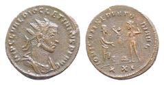 Ancient Coins - Diocletian (AD 284-305) Antioch  AE Antoninianus (20mm, 4g)  IMP C C VAL DIOCLETIANVS AVG, radiate, draped and cuirassed bust right. Rev: CONCORDIA MILITVM, Emperor standing right,