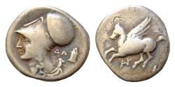 Ancient Coins - Akarnania, Anactorium, AR 21mm 8,5g  Stater, c. 300-250 BC, pegasos flyinh left, AI monogram below, rev. head of Athena left, wearing Corinthian helmet ARI above,